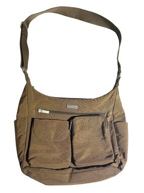 Baggallini Beige Nylon Adjustable Multi-Pocket Shoulder Bag Everyday Neutral